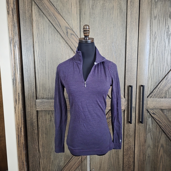 Smartwool Women's Deep Purple Long Sleeve Quarter-Zip - Picture 1 of 3